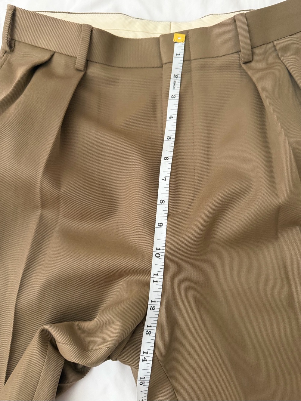 High rise double pleated wide leg tan trousers by J. Crew 100% Italian Wool - Picture 9 of 13